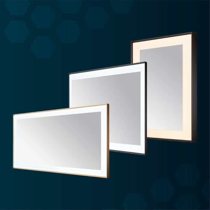 Aquadom Lexington 24''x 36'' x 2.28'' LED Lighted Slim Frame Mirror with Defogger Brushed Gold Finish