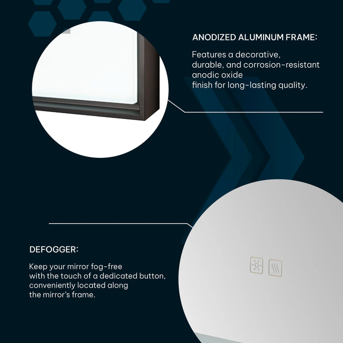 Aquadom Lexington 24''x 36'' x 2.28'' LED Lighted Slim Frame Mirror with Defogger Brushed Gold Finish