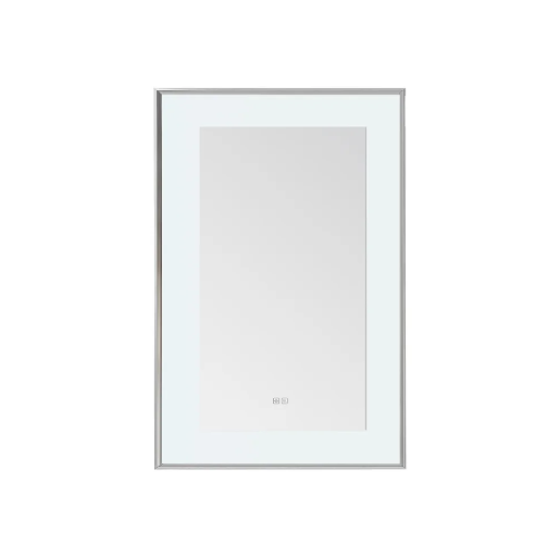 Aquadom Lexington 24''x 36'' x 2.28'' LED Lighted Slim Frame Mirror with Defogger Chrome Finish