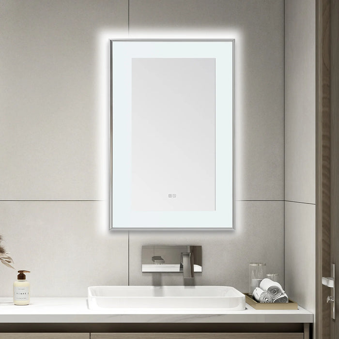 Aquadom Lexington 24''x 36'' x 2.28'' LED Lighted Slim Frame Mirror with Defogger Chrome Finish