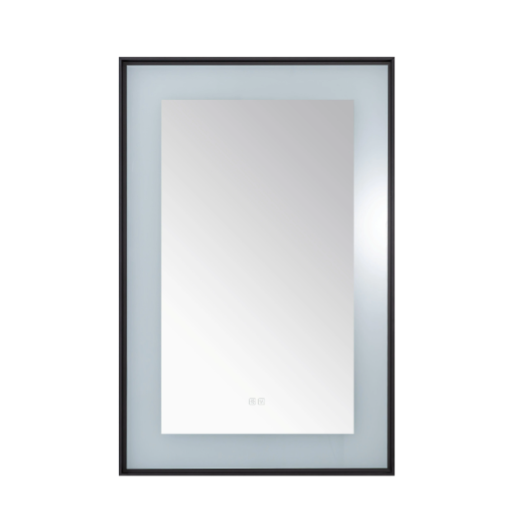 Aquadom Lexington 24''x 36'' x 2.28'' LED Lighted Slim Frame Mirror with Defogger Matte Black Finish