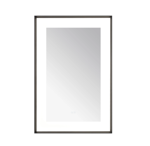 Aquadom Lexington 24''x 36'' x 2.28'' LED Lighted Slim Frame Mirror with Defogger Matte Black Finish