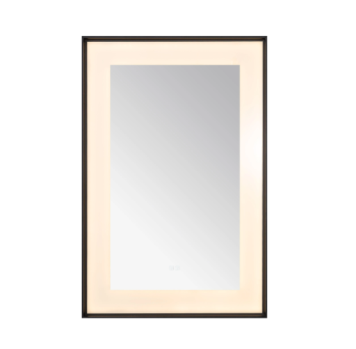 Aquadom Lexington 24''x 36'' x 2.28'' LED Lighted Slim Frame Mirror with Defogger Matte Black Finish