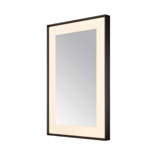 Aquadom Lexington 24''x 36'' x 2.28'' LED Lighted Slim Frame Mirror with Defogger Matte Black Finish