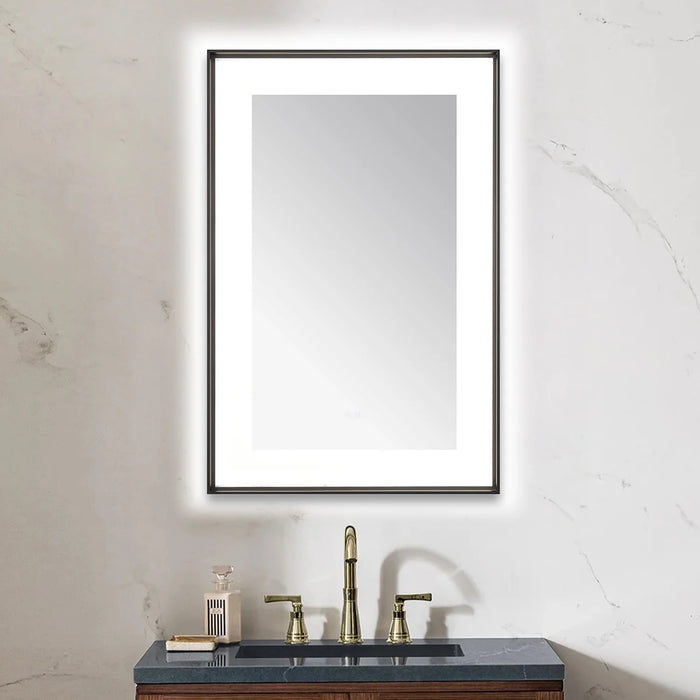 Aquadom Lexington 24''x 36'' x 2.28'' LED Lighted Slim Frame Mirror with Defogger Matte Black Finish