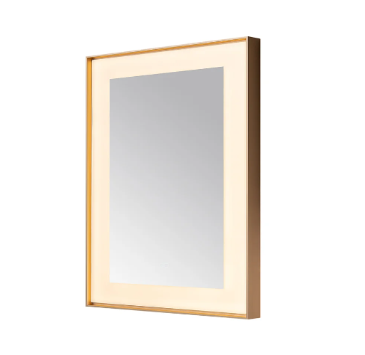 Aquadom Lexington 30''x 36'' x 2.28'' LED Lighted Slim Frame Mirror with Defogger Brushed Gold Finish