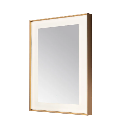 Aquadom Lexington 30''x 36'' x 2.28'' LED Lighted Slim Frame Mirror with Defogger Brushed Gold Finish