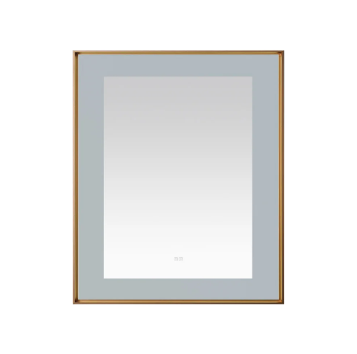 Aquadom Lexington 30''x 36'' x 2.28'' LED Lighted Slim Frame Mirror with Defogger Brushed Gold Finish