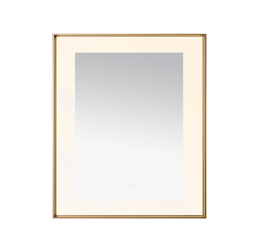 Aquadom Lexington 30''x 36'' x 2.28'' LED Lighted Slim Frame Mirror with Defogger Brushed Gold Finish