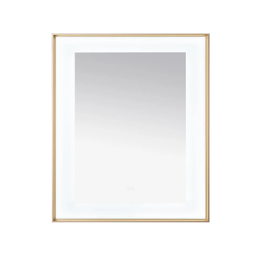 Aquadom Lexington 30''x 36'' x 2.28'' LED Lighted Slim Frame Mirror with Defogger Brushed Gold Finish