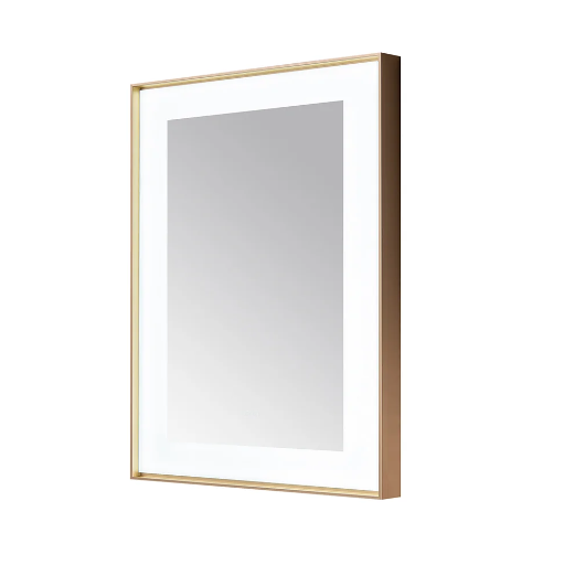Aquadom Lexington 30''x 36'' x 2.28'' LED Lighted Slim Frame Mirror with Defogger Brushed Gold Finish