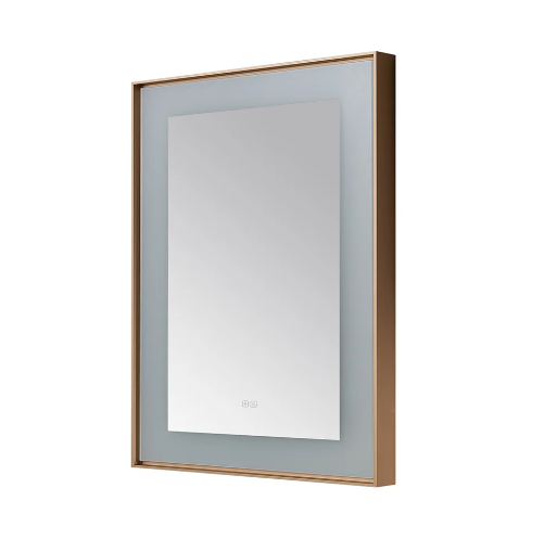 Aquadom Lexington 30''x 36'' x 2.28'' LED Lighted Slim Frame Mirror with Defogger Brushed Gold Finish