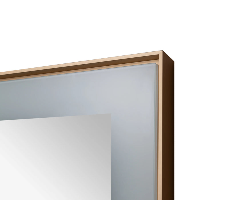 Aquadom Lexington 30''x 36'' x 2.28'' LED Lighted Slim Frame Mirror with Defogger Brushed Gold Finish