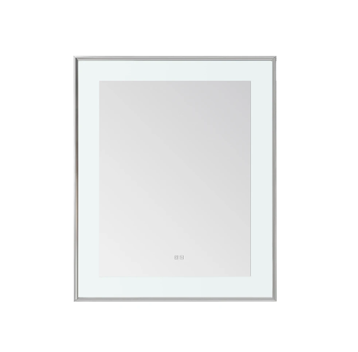 Aquadom Lexington 30''x 36'' x 2.28'' LED Lighted Slim Frame Mirror with Defogger Chrome Finish