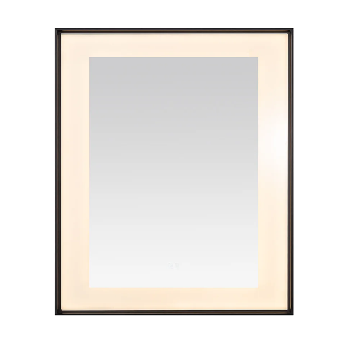 Aquadom Lexington 30''x 36'' x 2.28'' LED Lighted Slim Frame Mirror with Defogger Matte Black Finish