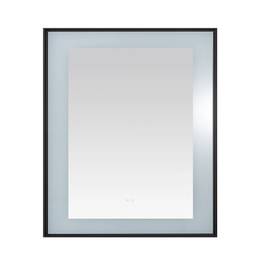 Aquadom Lexington 30''x 36'' x 2.28'' LED Lighted Slim Frame Mirror with Defogger Matte Black Finish