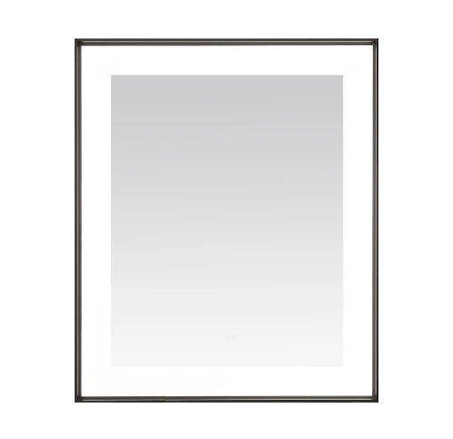 Aquadom Lexington 30''x 36'' x 2.28'' LED Lighted Slim Frame Mirror with Defogger Matte Black Finish