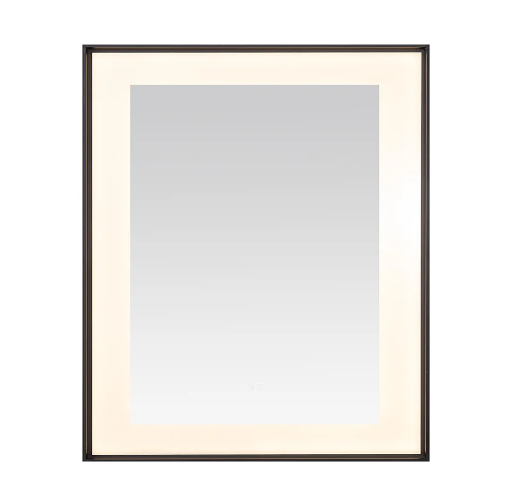 Aquadom Lexington 30''x 36'' x 2.28'' LED Lighted Slim Frame Mirror with Defogger Matte Black Finish