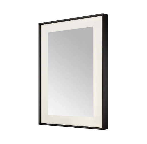 Aquadom Lexington 30''x 36'' x 2.28'' LED Lighted Slim Frame Mirror with Defogger Matte Black Finish