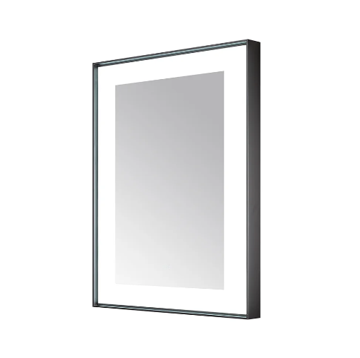 Aquadom Lexington 30''x 36'' x 2.28'' LED Lighted Slim Frame Mirror with Defogger Matte Black Finish