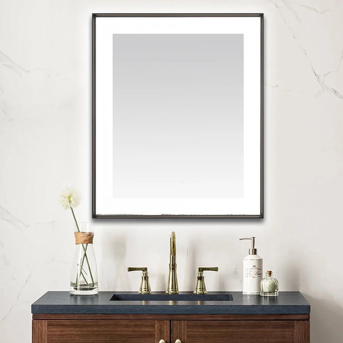 Aquadom Lexington 30''x 36'' x 2.28'' LED Lighted Slim Frame Mirror with Defogger Matte Black Finish