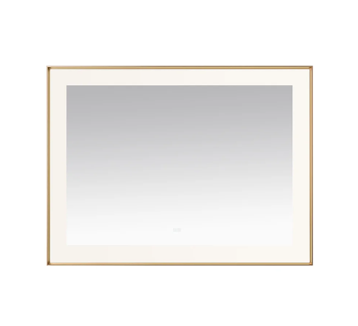 Aquadom Lexington 48''x 36'' x 2.28'' LED Lighted Slim Frame Mirror with Defogger Brushed Gold Finish