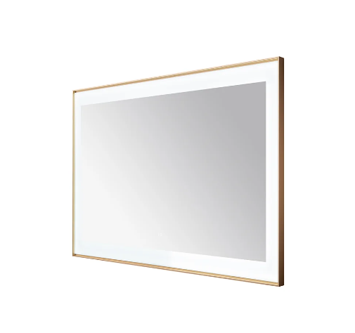 Aquadom Lexington 48''x 36'' x 2.28'' LED Lighted Slim Frame Mirror with Defogger Brushed Gold Finish