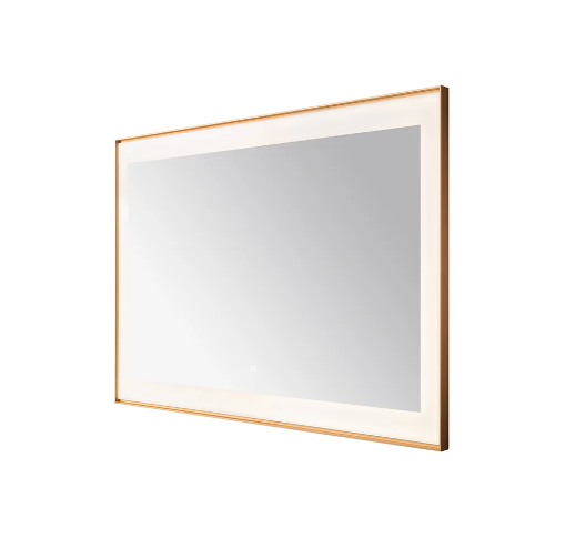 Aquadom Lexington 48''x 36'' x 2.28'' LED Lighted Slim Frame Mirror with Defogger Brushed Gold Finish