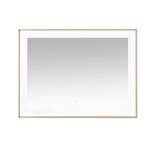 Aquadom Lexington 48''x 36'' x 2.28'' LED Lighted Slim Frame Mirror with Defogger Brushed Gold Finish