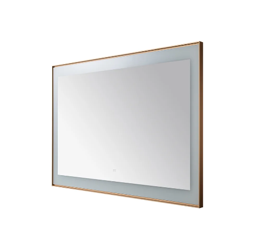 Aquadom Lexington 48''x 36'' x 2.28'' LED Lighted Slim Frame Mirror with Defogger Brushed Gold Finish