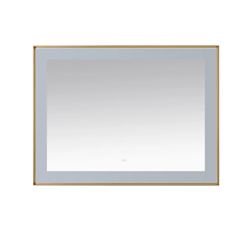 Aquadom Lexington 48''x 36'' x 2.28'' LED Lighted Slim Frame Mirror with Defogger Brushed Gold Finish
