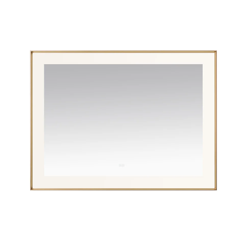 Aquadom Lexington 48''x 36'' x 2.28'' LED Lighted Slim Frame Mirror with Defogger Brushed Gold Finish