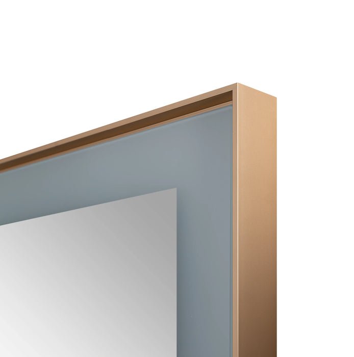 Aquadom Lexington 48''x 36'' x 2.28'' LED Lighted Slim Frame Mirror with Defogger Brushed Gold Finish