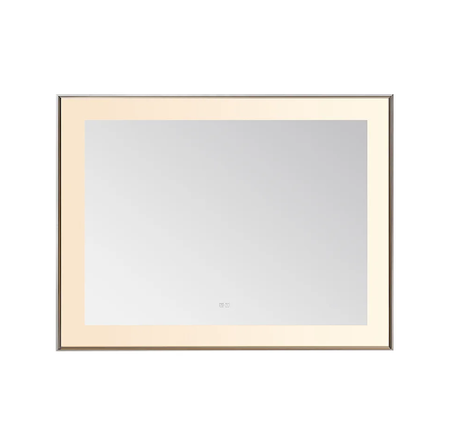 Aquadom Lexington 48''x 36'' x 2.28'' LED Lighted Slim Frame Mirror with Defogger Chrome Finish