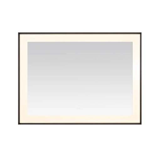 Aquadom Lexington 48''x 36'' x 2.28'' LED Lighted Slim Frame Mirror with Defogger Matte Black Finish