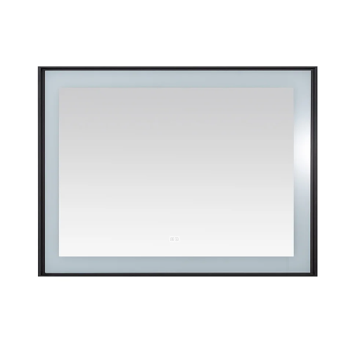 Aquadom Lexington 48''x 36'' x 2.28'' LED Lighted Slim Frame Mirror with Defogger Matte Black Finish