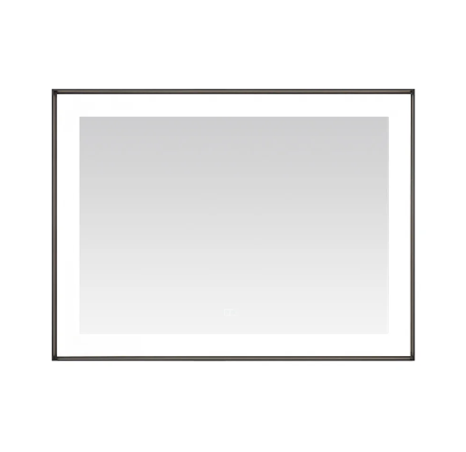 Aquadom Lexington 48''x 36'' x 2.28'' LED Lighted Slim Frame Mirror with Defogger Matte Black Finish