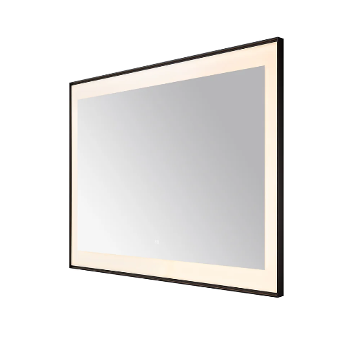 Aquadom Lexington 48''x 36'' x 2.28'' LED Lighted Slim Frame Mirror with Defogger Matte Black Finish