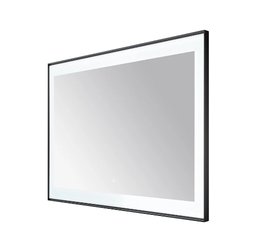 Aquadom Lexington 48''x 36'' x 2.28'' LED Lighted Slim Frame Mirror with Defogger Matte Black Finish