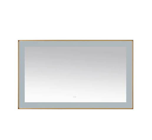 Aquadom Lexington 60''x 36'' x 2.28'' LED Lighted Slim Frame Mirror with Defogger Brushed Gold Finish