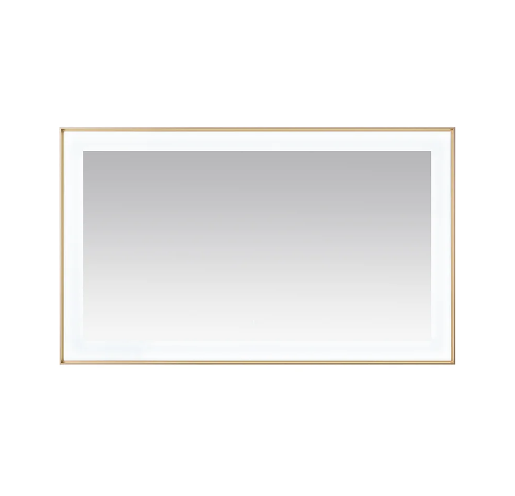 Aquadom Lexington 60''x 36'' x 2.28'' LED Lighted Slim Frame Mirror with Defogger Brushed Gold Finish