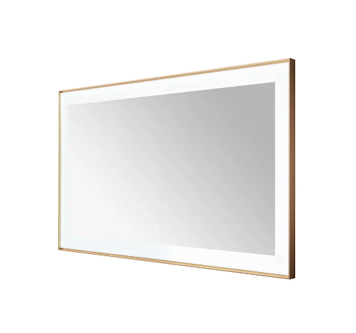 Aquadom Lexington 60''x 36'' x 2.28'' LED Lighted Slim Frame Mirror with Defogger Brushed Gold Finish