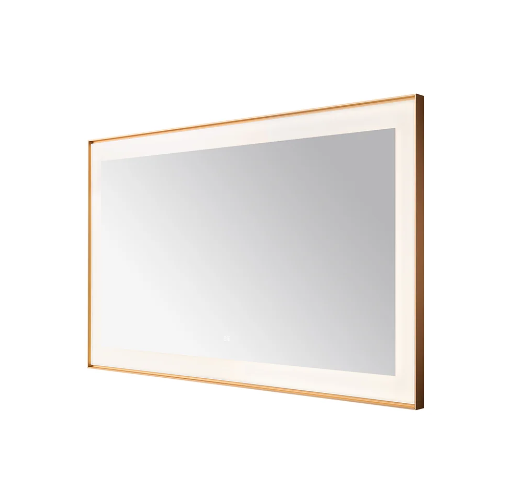 Aquadom Lexington 60''x 36'' x 2.28'' LED Lighted Slim Frame Mirror with Defogger Brushed Gold Finish