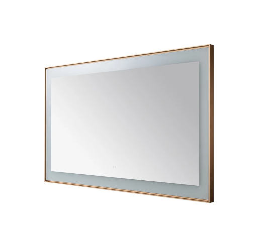 Aquadom Lexington 60''x 36'' x 2.28'' LED Lighted Slim Frame Mirror with Defogger Brushed Gold Finish