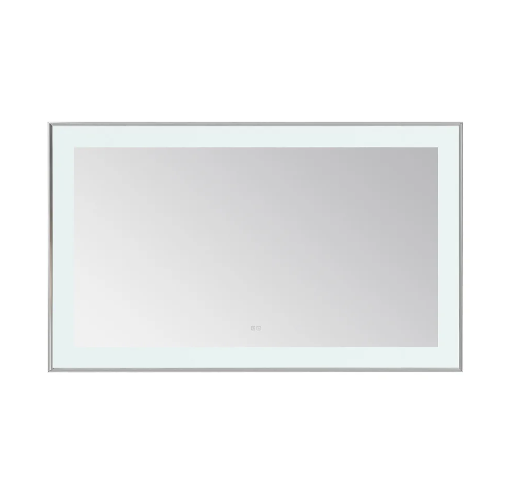 Aquadom Lexington 60''x 36'' x 2.28'' LED Lighted Slim Frame Mirror with Defogger Chrome Finish