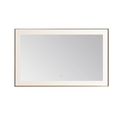 Aquadom Lexington 60''x 36'' x 2.28'' LED Lighted Slim Frame Mirror with Defogger Chrome Finish
