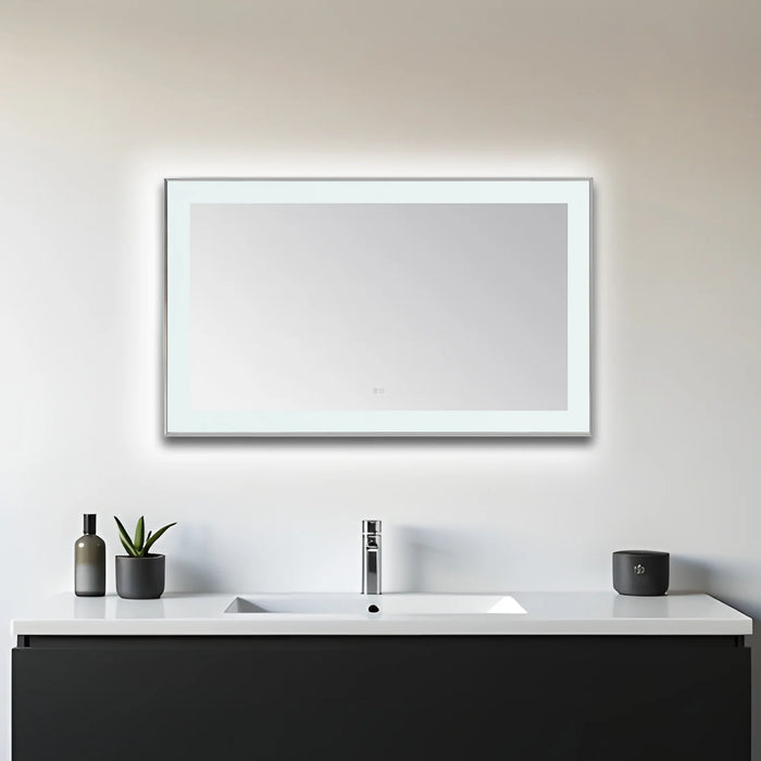 Aquadom Lexington 60''x 36'' x 2.28'' LED Lighted Slim Frame Mirror with Defogger Chrome Finish