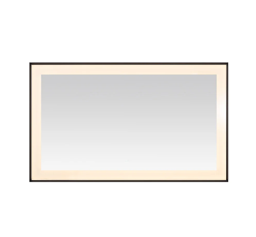 Aquadom Lexington 60''x 36'' x 2.28'' LED Lighted Slim Frame Mirror with Defogger Matte Black Finish