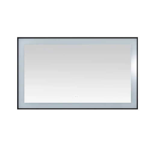 Aquadom Lexington 60''x 36'' x 2.28'' LED Lighted Slim Frame Mirror with Defogger Matte Black Finish