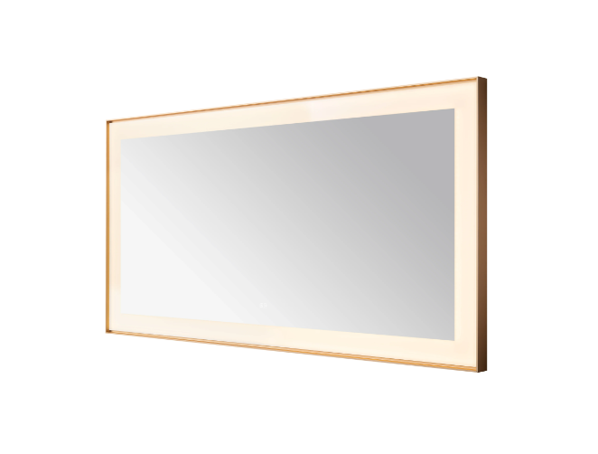 Aquadom Lexington 72''x 36'' x 2.28'' LED Lighted Slim Frame Mirror with Defogger Brushed Gold Finish